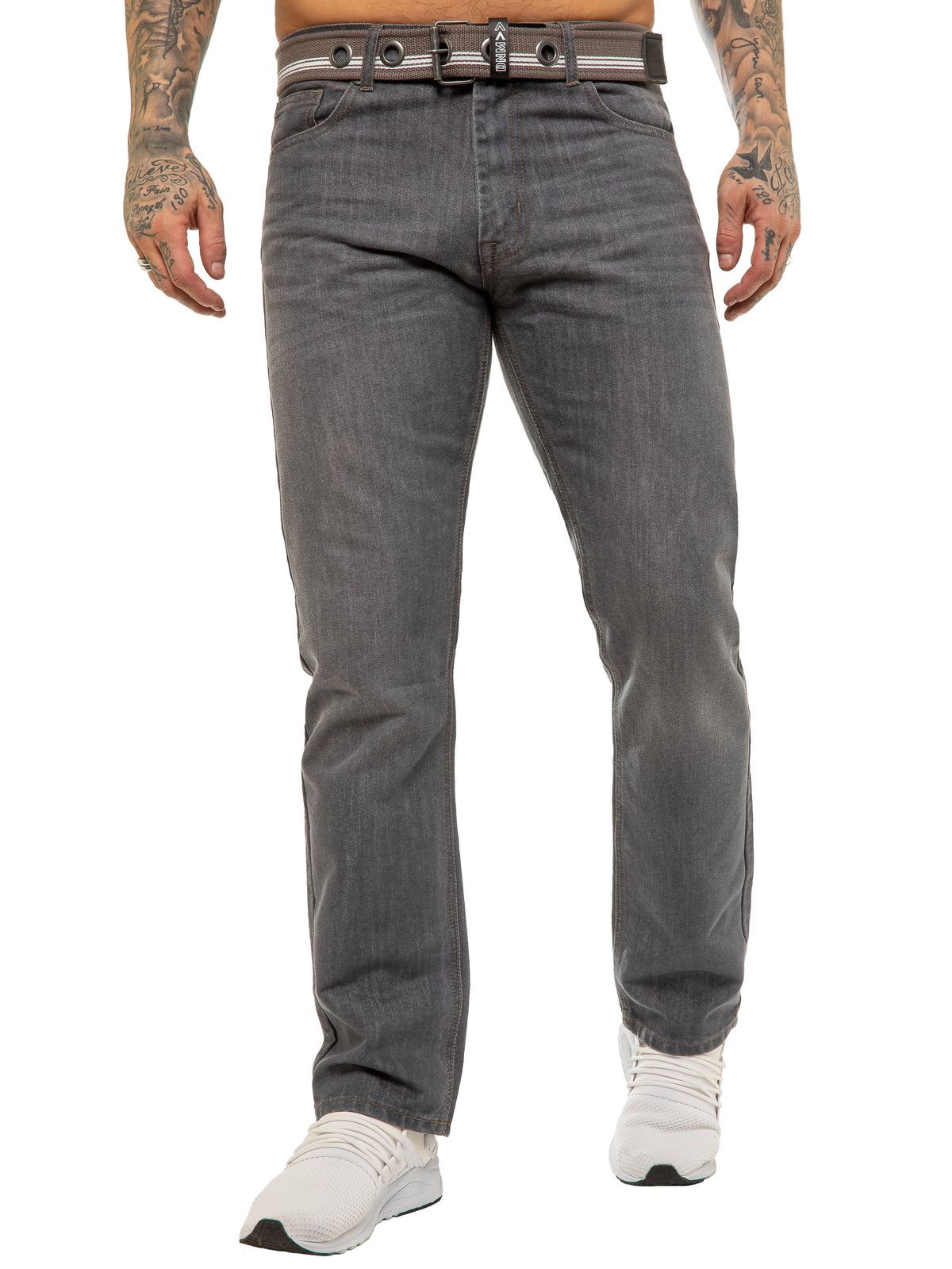 Enzo | Mens Designer Regular Tapered Fit Denim Jeans Designer Menswear
