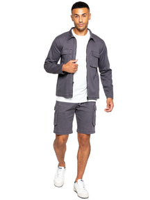 EZOS611 & EZS613 Copy of Enzo | Mens Cargo Overshirt Tracksuit With Shorts Set ENZO RAWDENIM