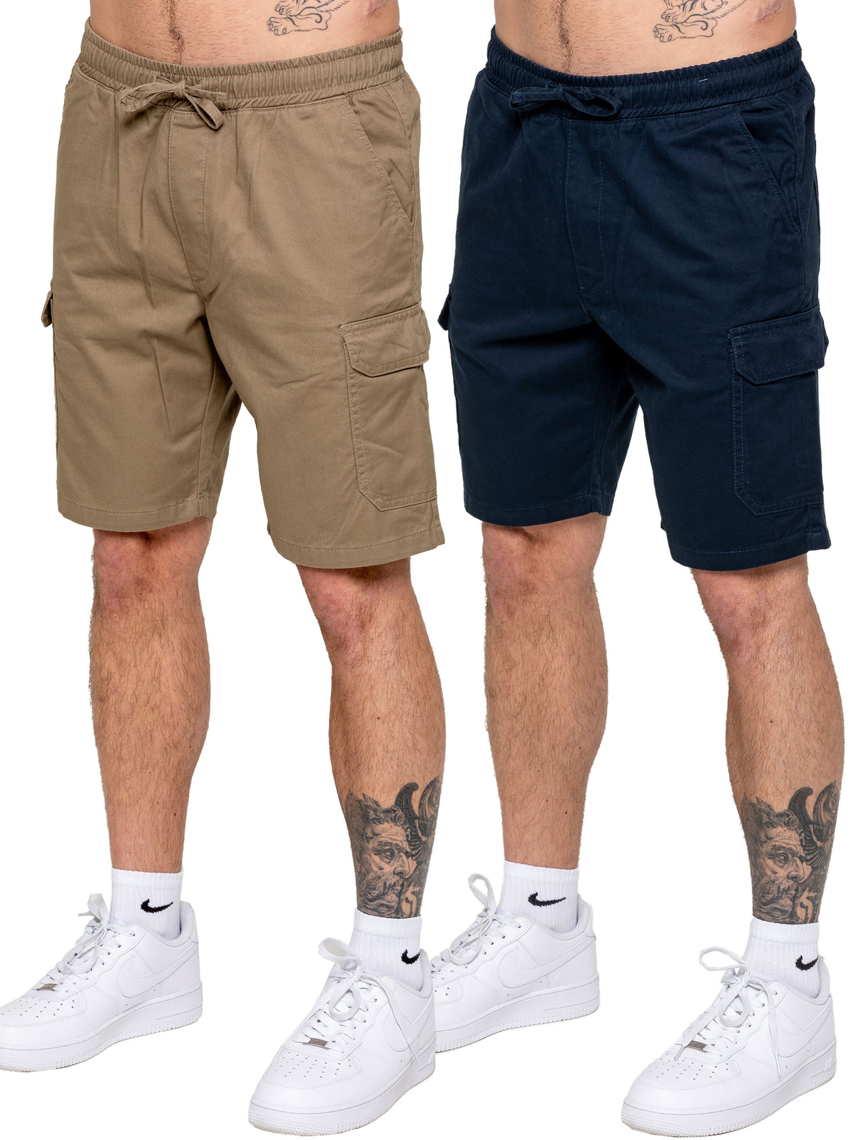 Kruze | Mens Cargo Chino Shorts 2 Pack