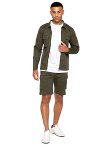 EZOS611 & EZS613 Enzo | Mens Cargo Overshirt Tracksuit With Shorts Set ENZO RAWDENIM