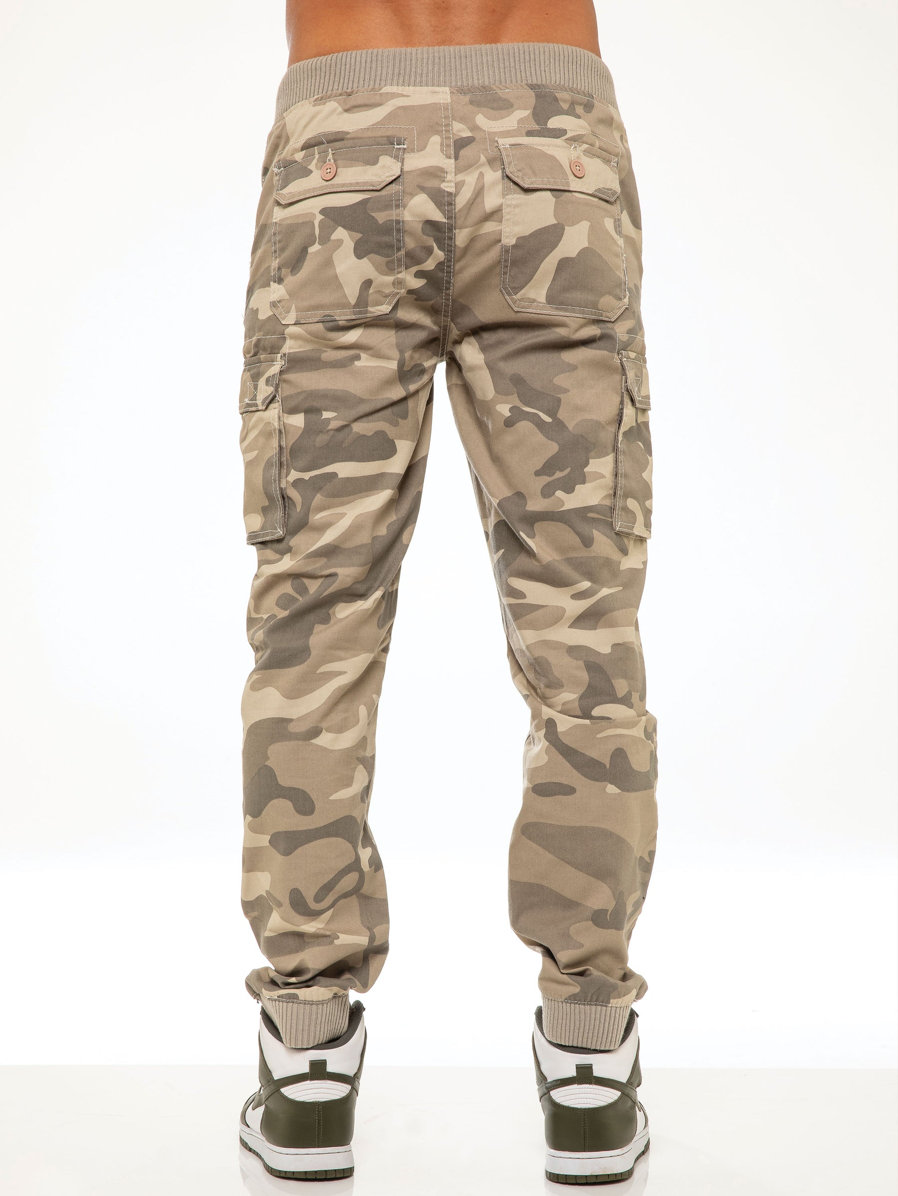 EZ409 ENZO Mens Military Combat Cuffed Camouflage Jeans ENZO RAWDENIM