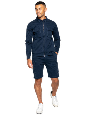 EZOS611 & EZS613 Enzo | Mens Cargo Overshirt Tracksuit With Shorts Set ENZO RAWDENIM