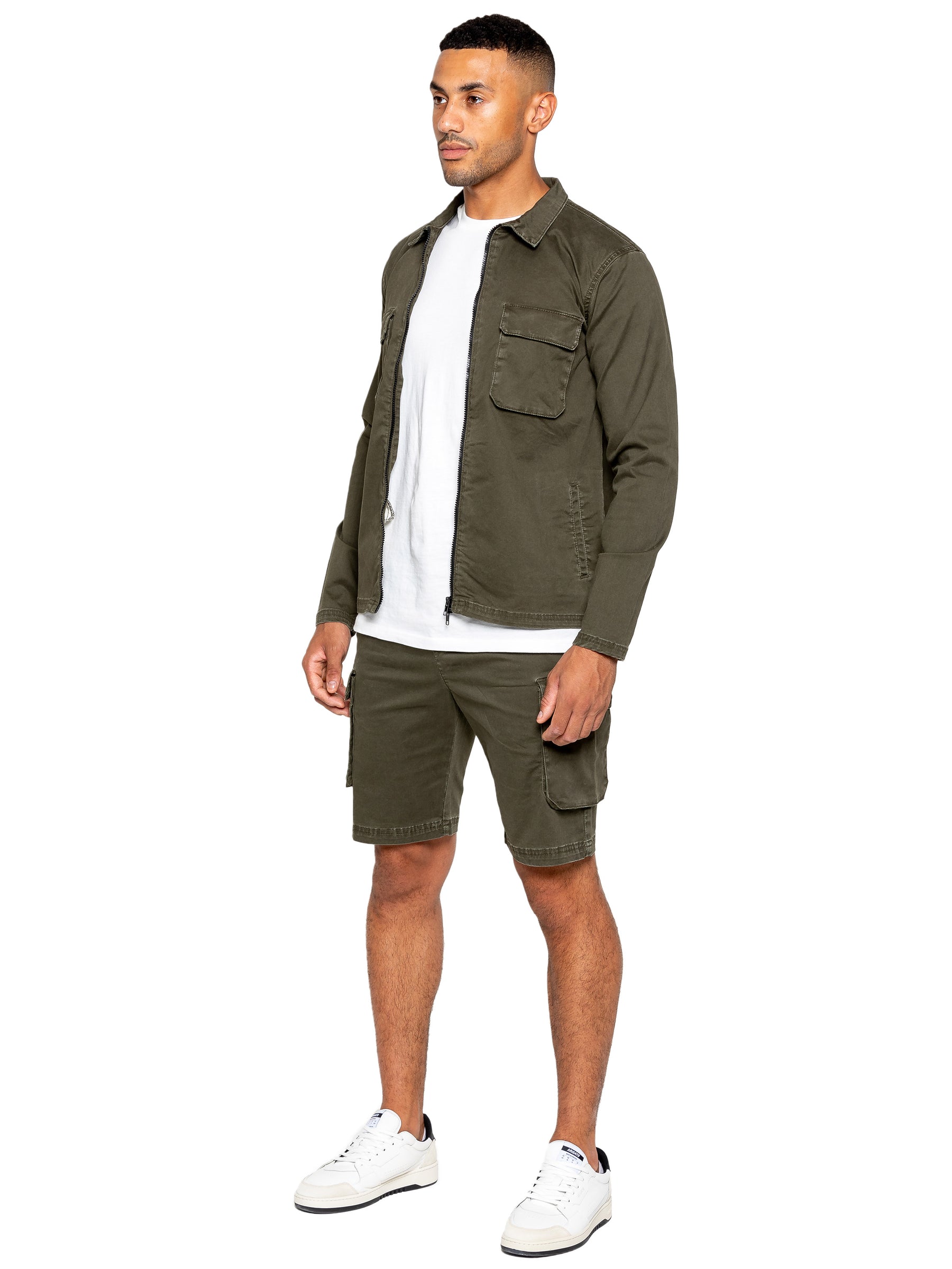 EZOS611 & EZS613 Enzo | Mens Cargo Overshirt Tracksuit With Shorts Set ENZO RAWDENIM