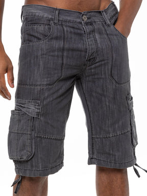 Mens Raw Combat Cargo Denim Shorts | Enzo Designer Menswear