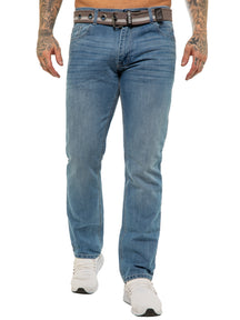 Enzo | Mens Designer Regular Straight Fit Denim Jeans Designer Menswear