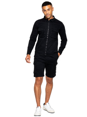 EZOS611 & EZS613 Enzo | Mens Cargo Overshirt Tracksuit With Shorts Set ENZO RAWDENIM