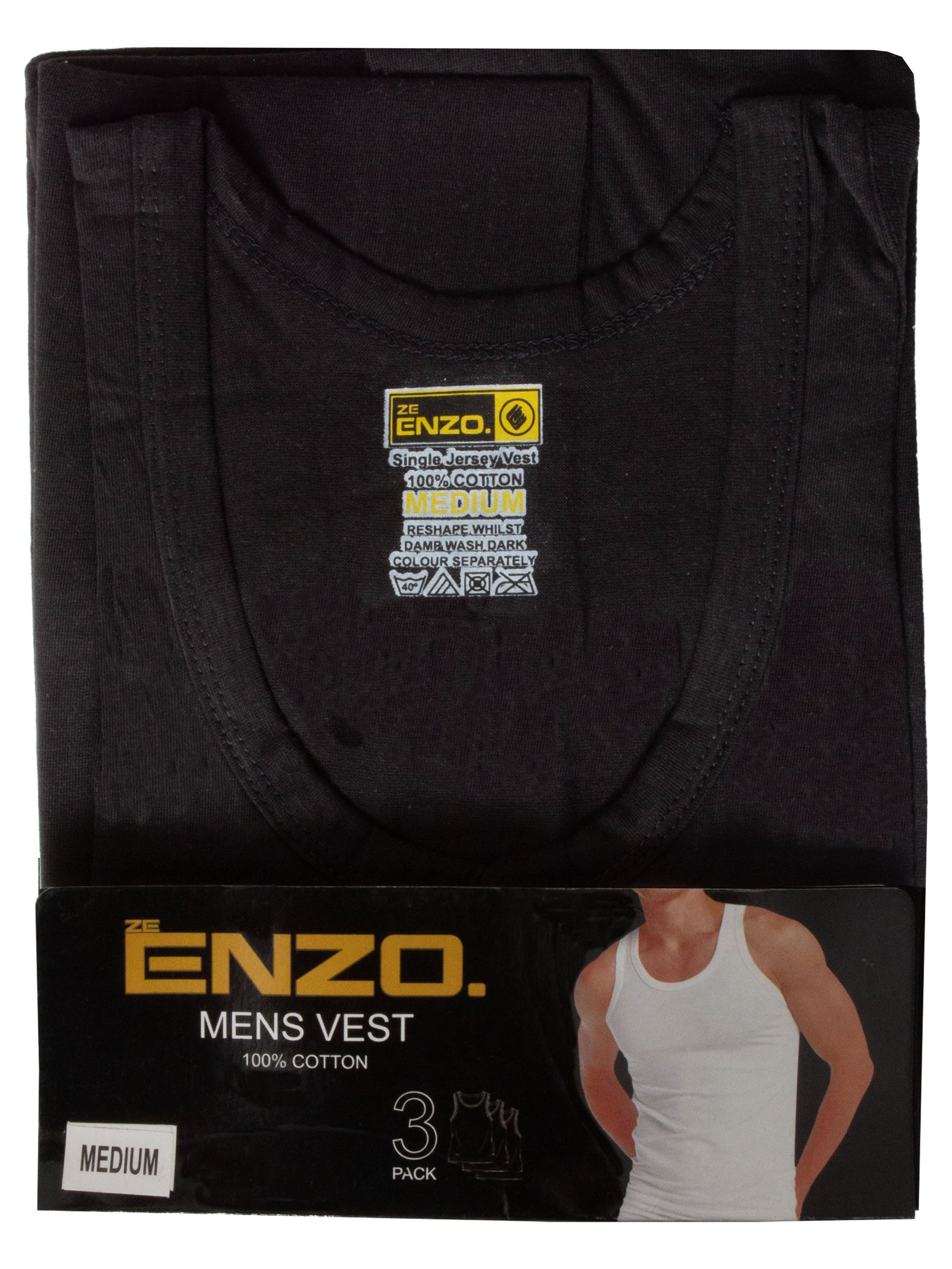 EZV604 Enzo | Mens 3 Pack Vests ENZO RAWDENIM