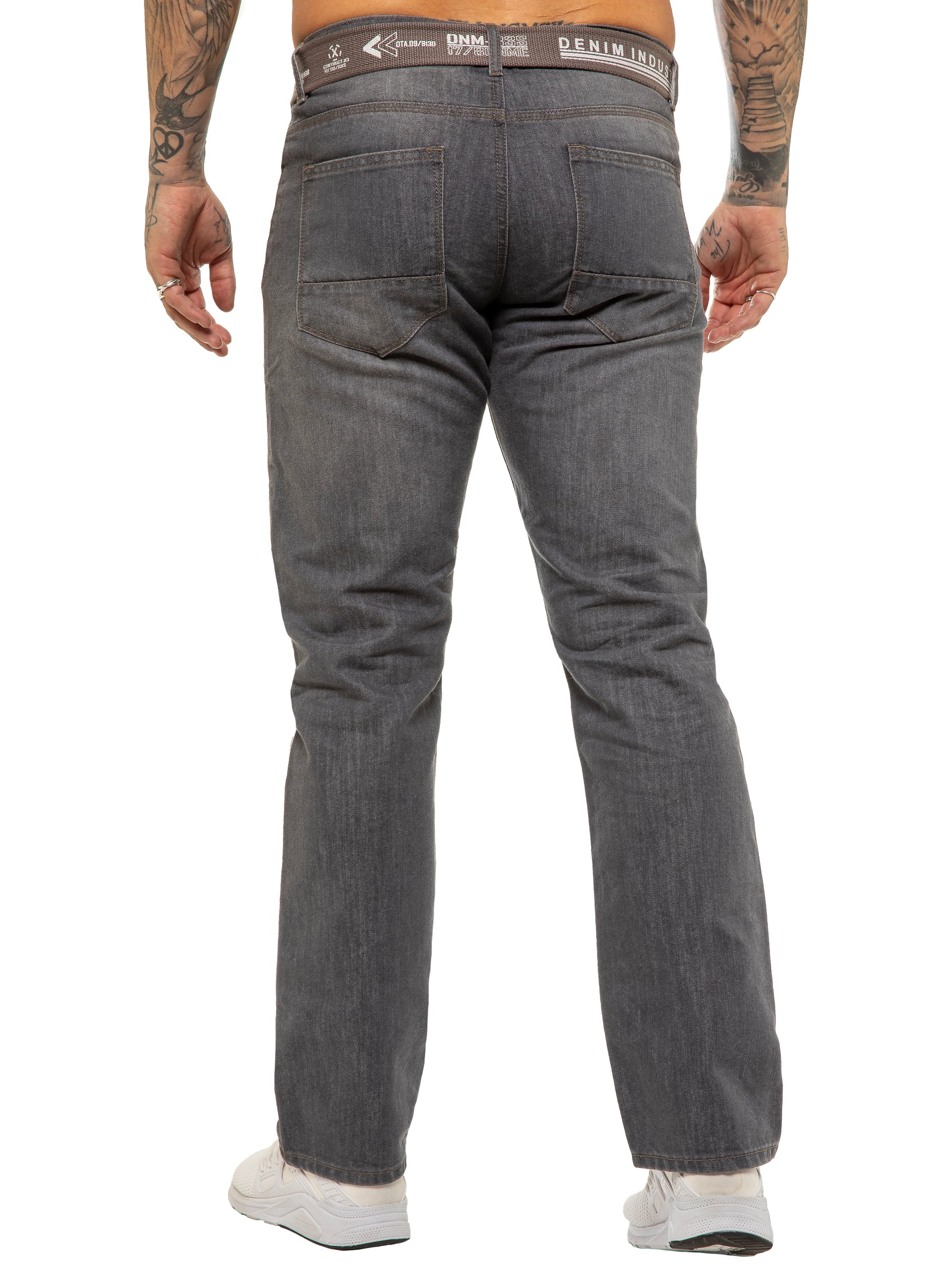 Enzo | Mens Designer Regular Straight Fit Denim Jeans Designer Menswear