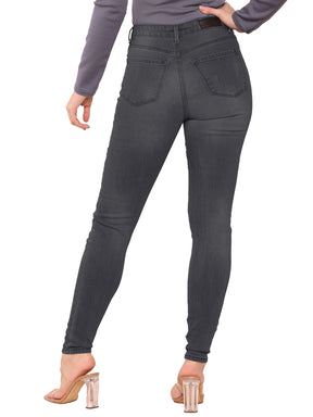 EZL417 Womens Skinny Stretch Ripped Denim Jeans | Enzo Designer ENZO RAWDENIM