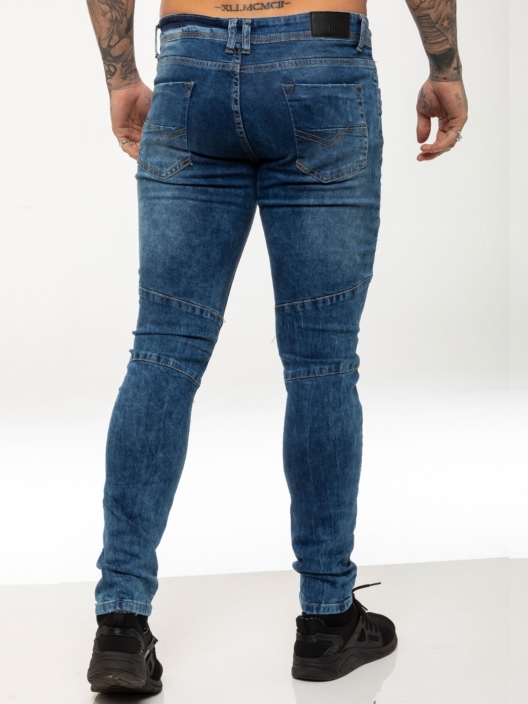 EZ365 Copy of Mens Super Skinny Stretch Biker Denim Jeans | Enzo Designer Menswear ENZO RAWDENIM