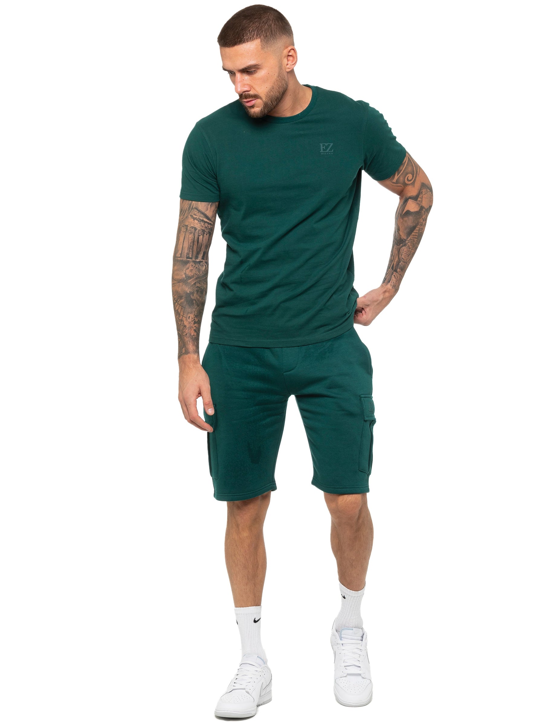 Enzo Mens T Shirt Tracksuit Set With Shorts