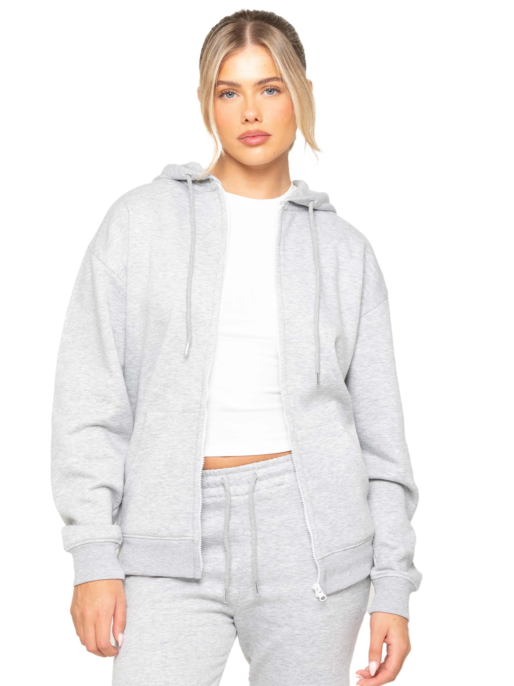 EZLHDZ596 NEW Womens Oversized Zipped Hoodie - Clearance ENZO RAWDENIM