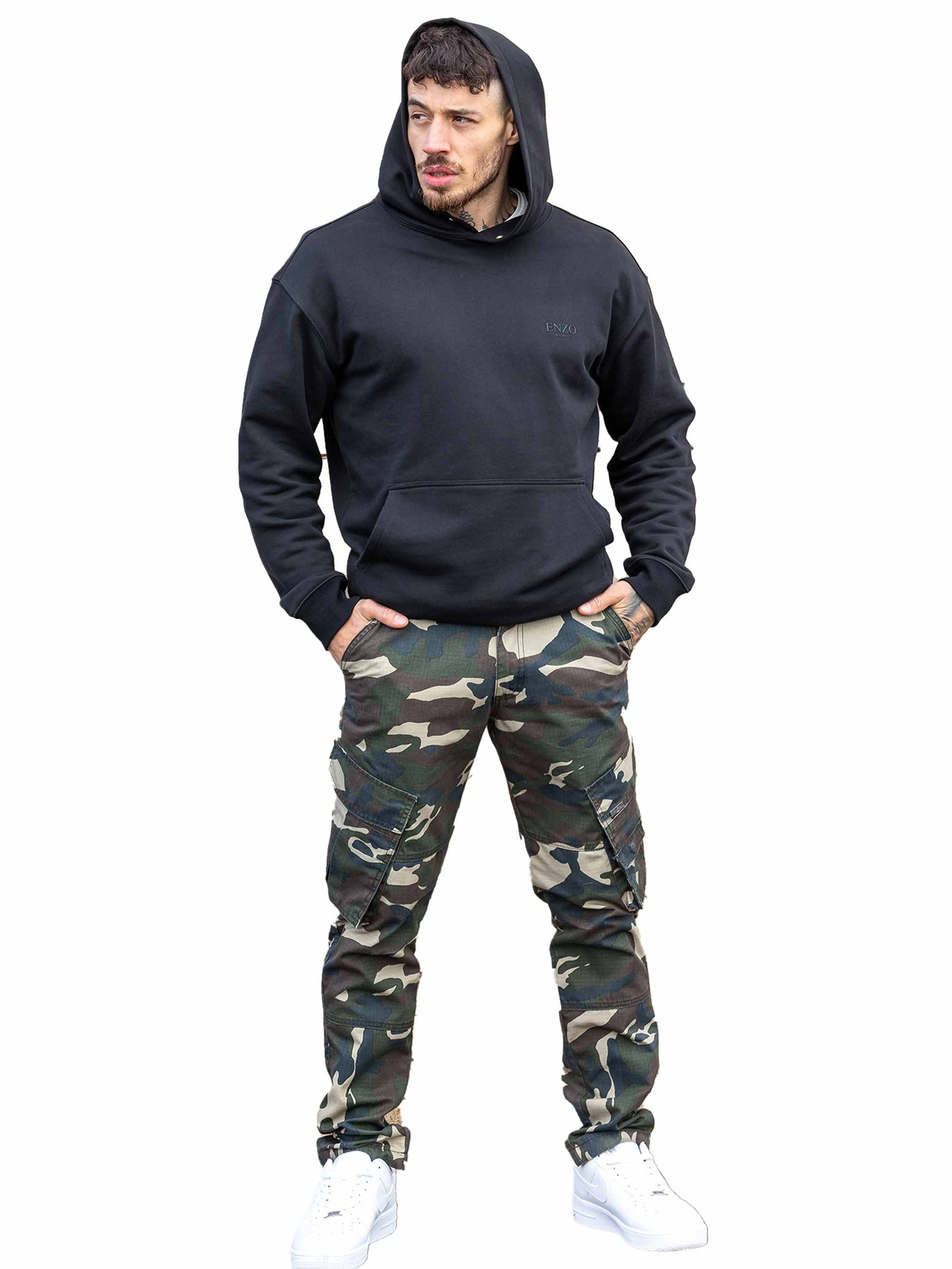 Enzo | Mens Camo Cargo Trousers