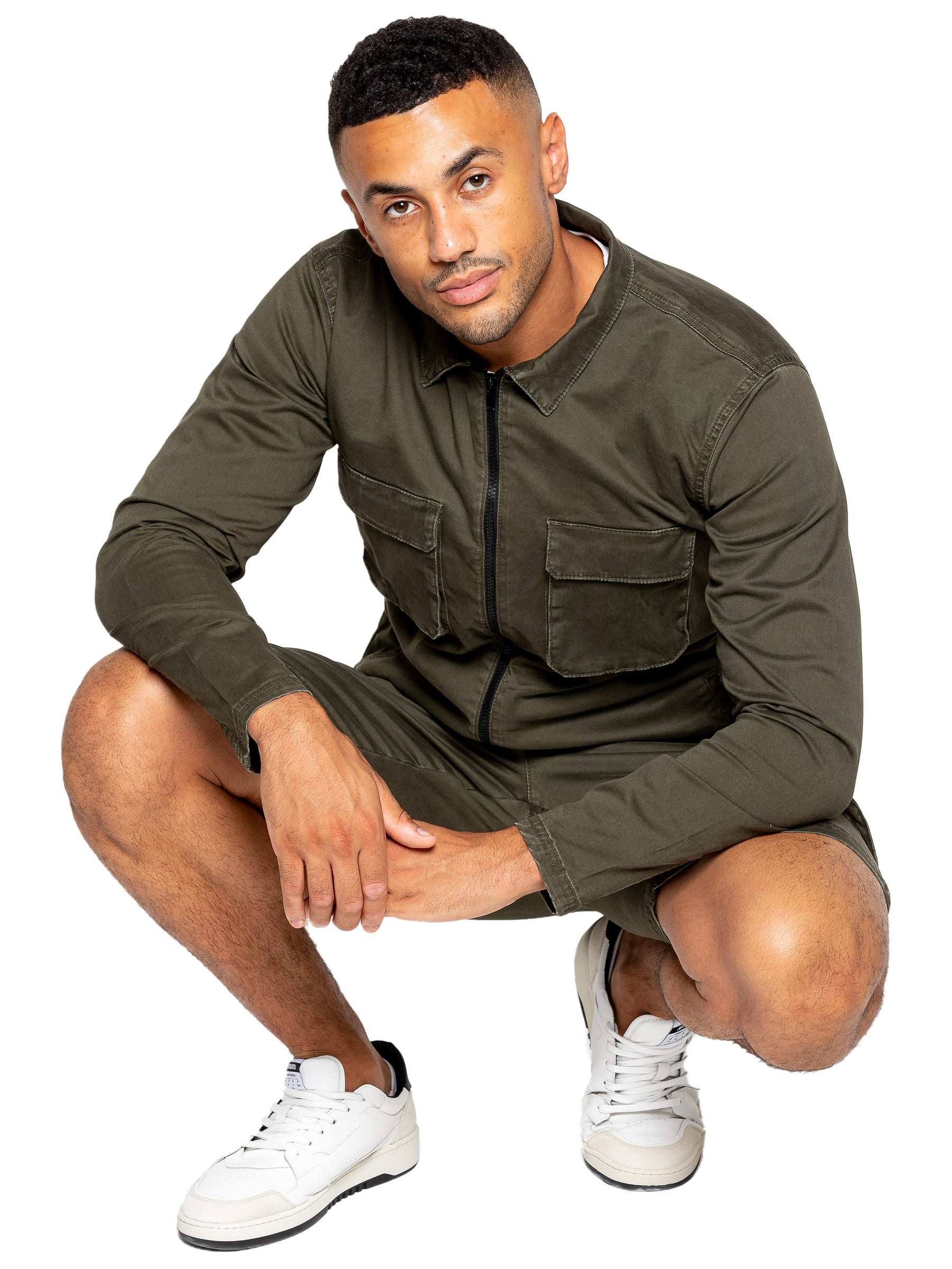 EZOS611 & EZS613 Enzo | Mens Cargo Overshirt Tracksuit With Shorts Set ENZO RAWDENIM