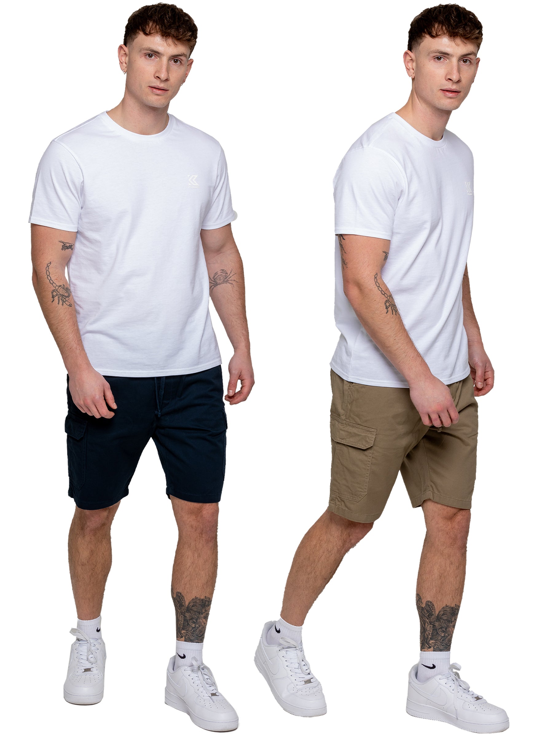 Kruze | Mens Cargo Chino Shorts 2 Pack