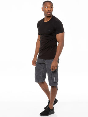Mens Raw Combat Cargo Denim Shorts | Enzo Designer Menswear