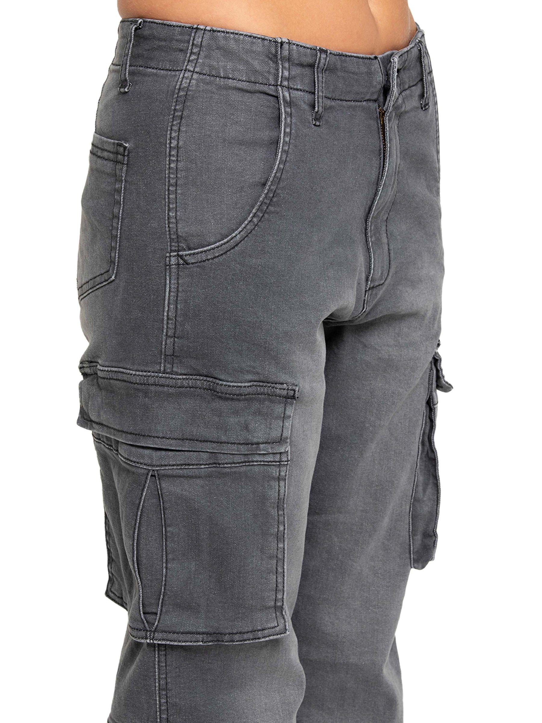 thumbnail image 2 of Enzo Women's Cargo Jeans – Casual Cotton Straight Leg Denim Pants With Pockets (UK S-XL, Black/Grey/Khaki) 2 of 4