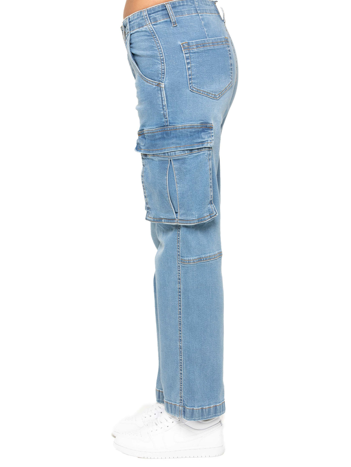 Enzo | Womens Cargo Straight Leg Jeans