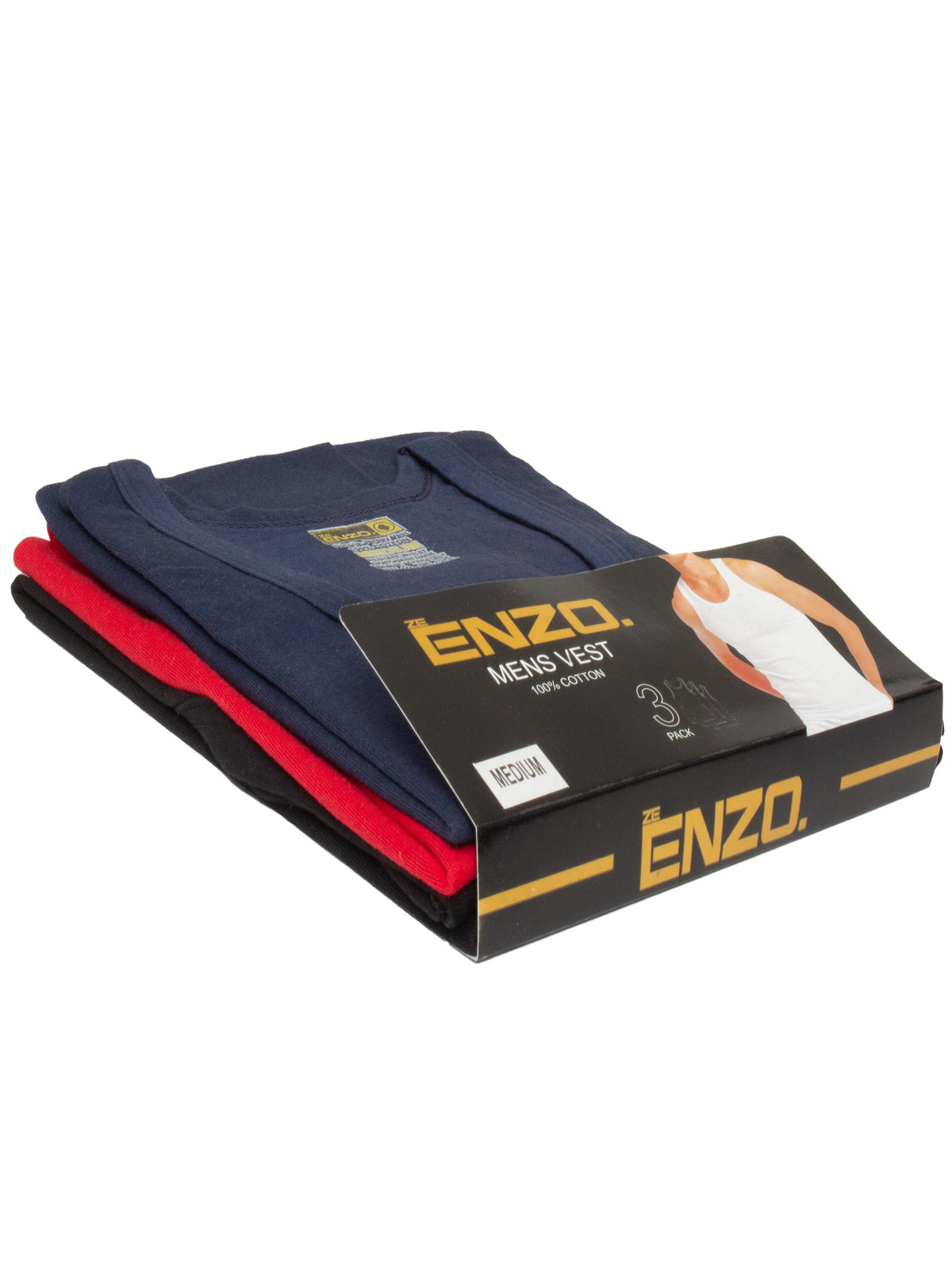EZV604 Enzo | Mens 3 Pack Vests ENZO RAWDENIM