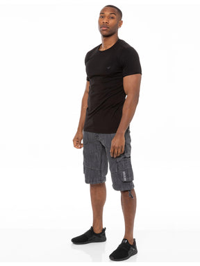 Mens Raw Combat Cargo Denim Shorts | Enzo Designer Menswear