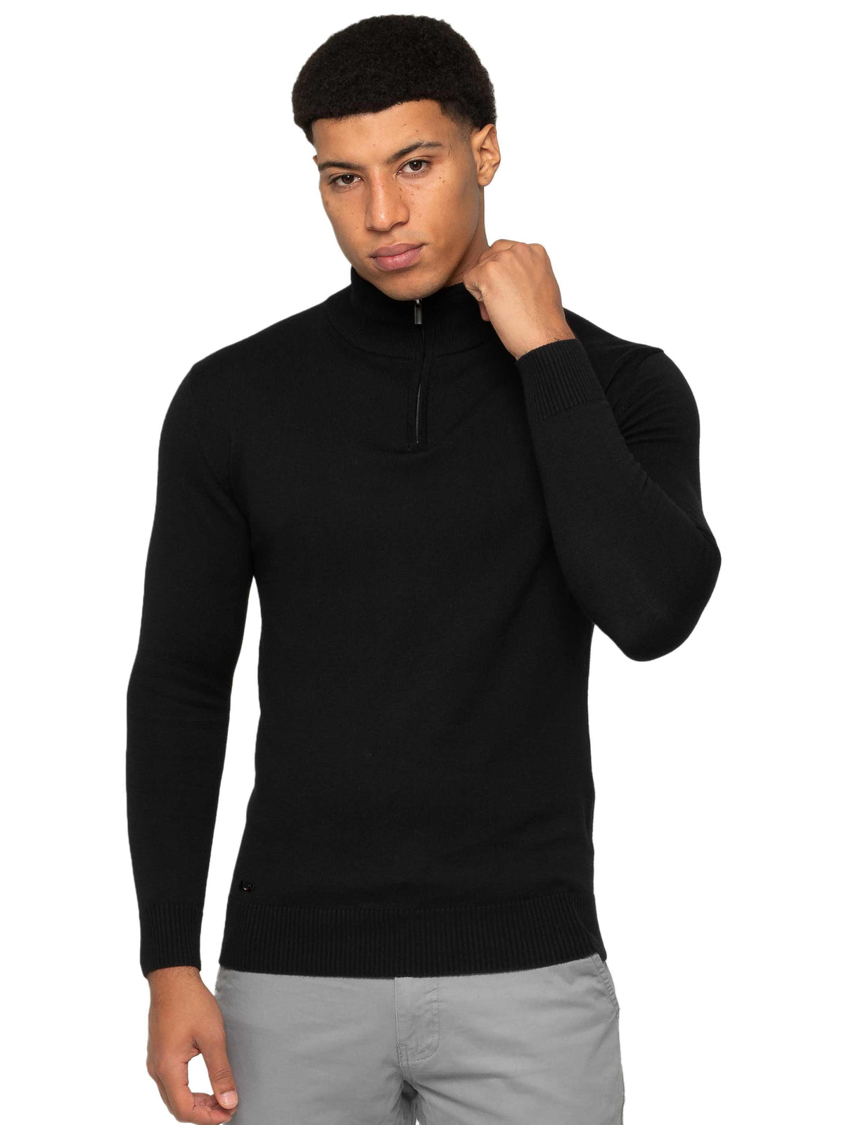 MKS18_KNIT Mens Funnel Neck Knit Jumper - Clearance ENZO RAWDENIM