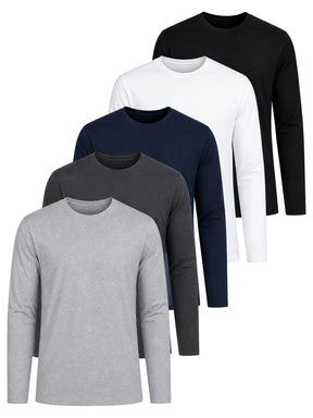 Kruze | Mens Long Sleeve T-Shirts 5 Pack