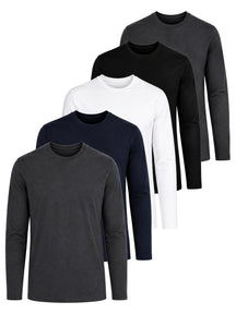 Kruze | Mens Long Sleeve T-Shirts 5 Pack