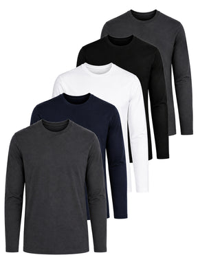 Kruze | Mens Long Sleeve T-Shirts 5 Pack