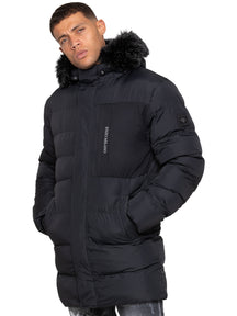 Enzo Milano | Mens Faux Fur Lined Hood Long Jacket