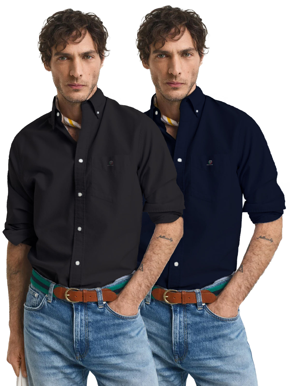 Enzo | Mens Regular Fit Oxford Shirt 2 Pack