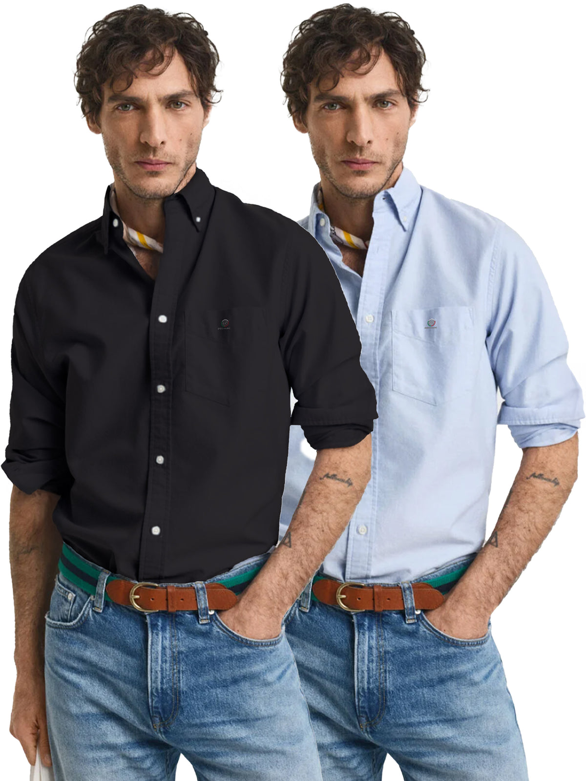 Enzo | Mens Regular Fit Oxford Shirt 2 Pack