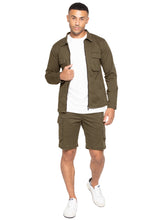 Enzo | Mens Cargo Overshirt Tracksuit With Shorts Set