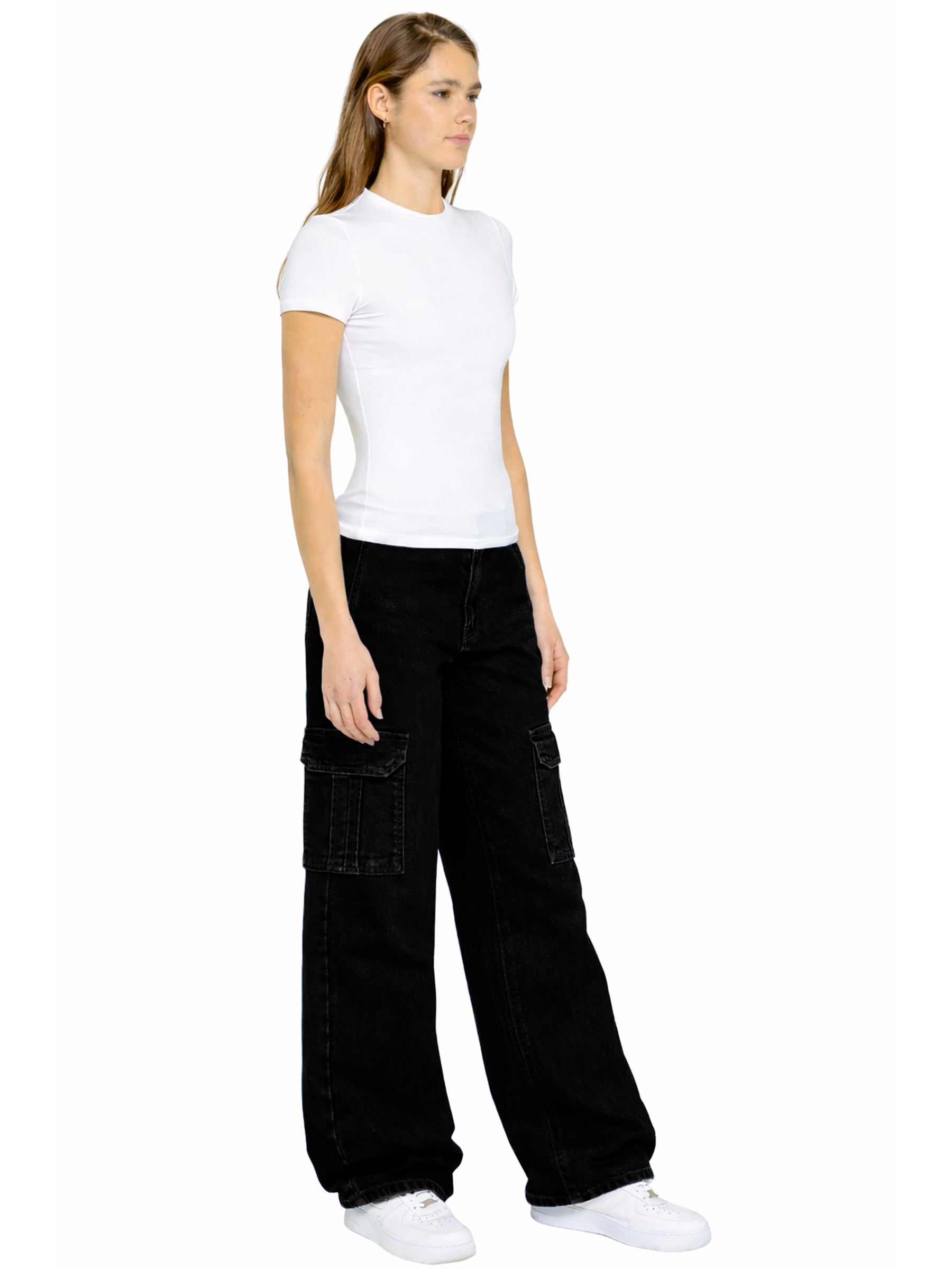 Enzo | Womens Baggy Cargo Jeans