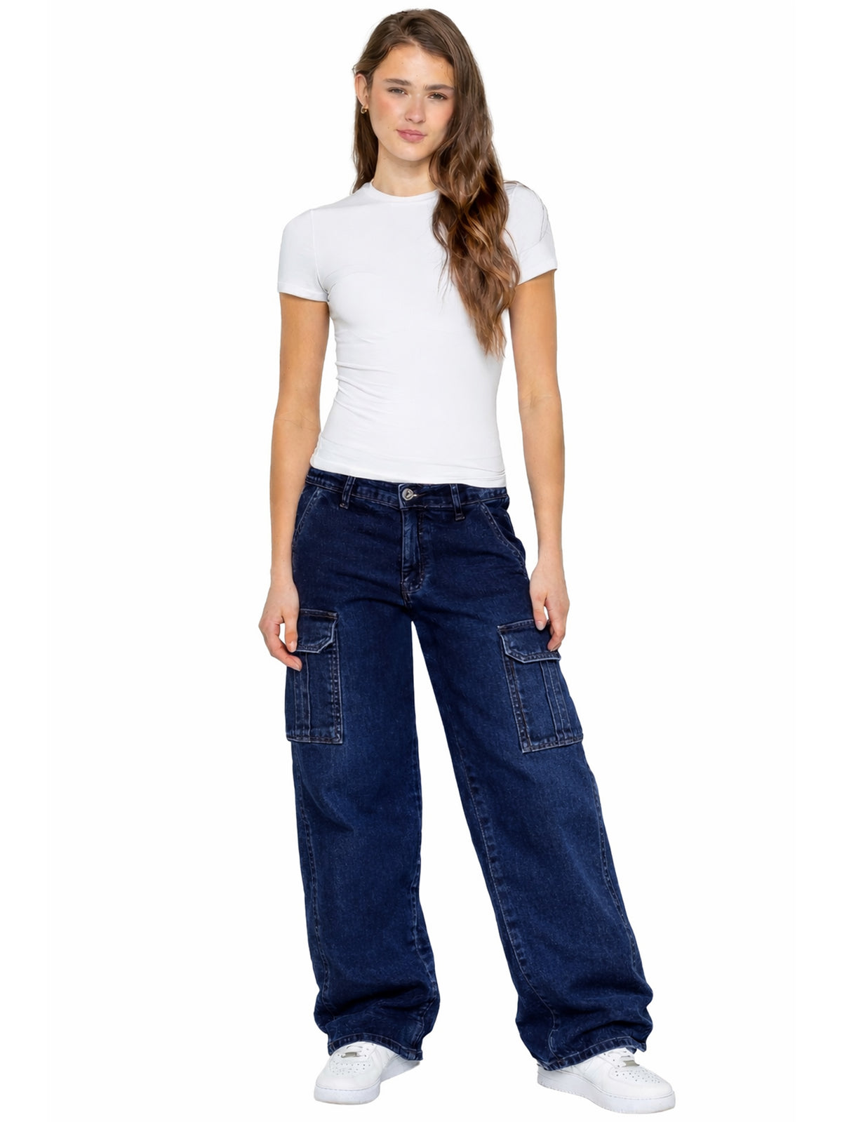 Enzo | Womens Baggy Cargo Jeans