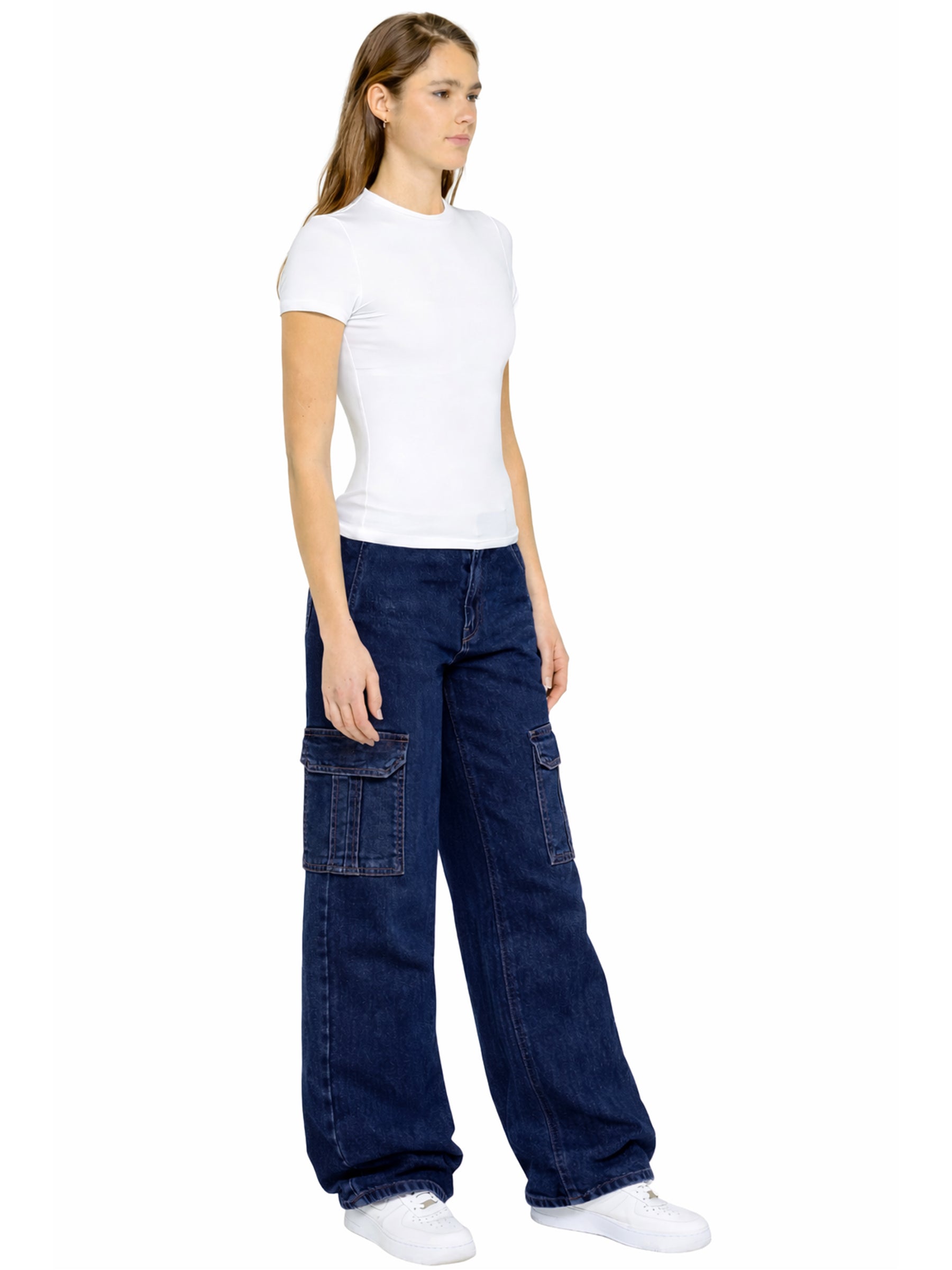 Enzo | Womens Baggy Cargo Jeans