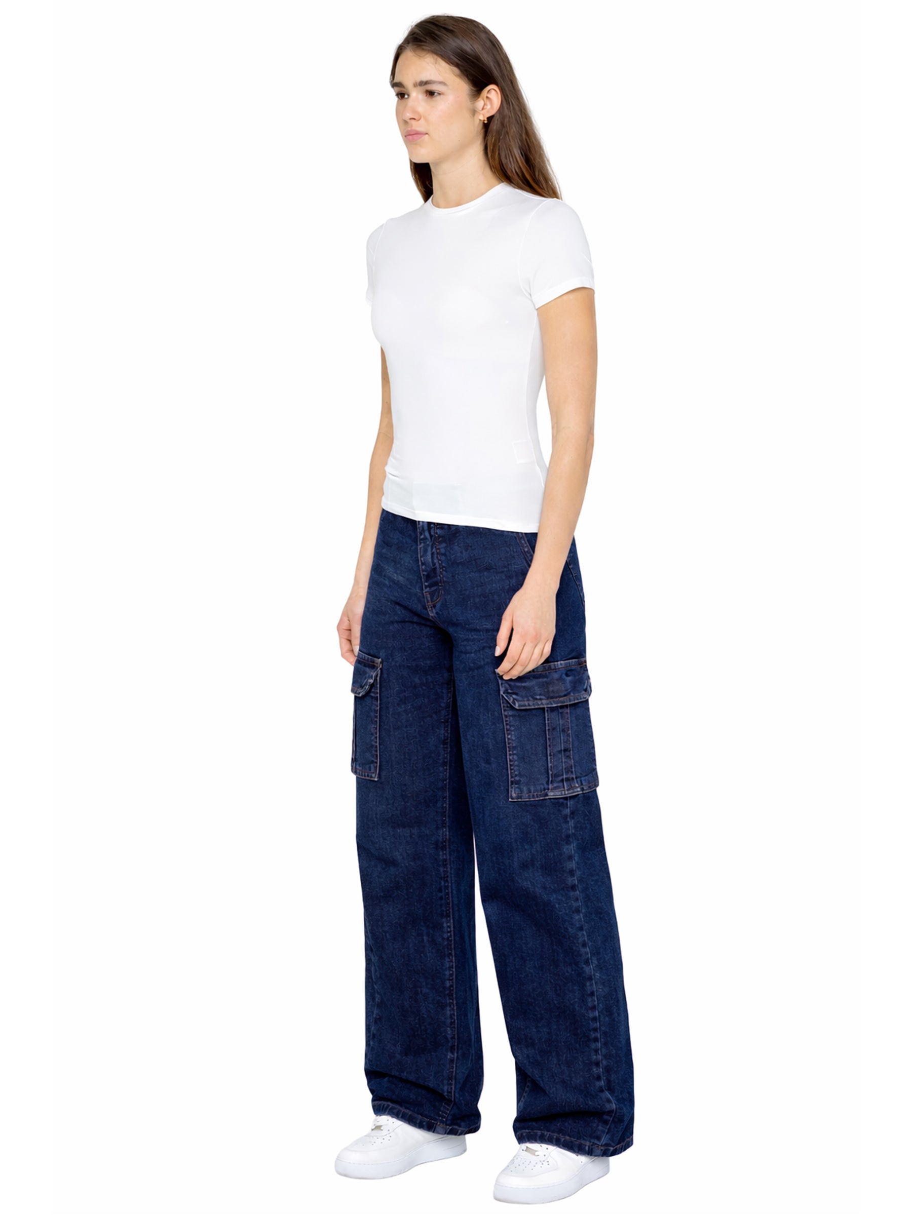 Enzo | Womens Baggy Cargo Jeans