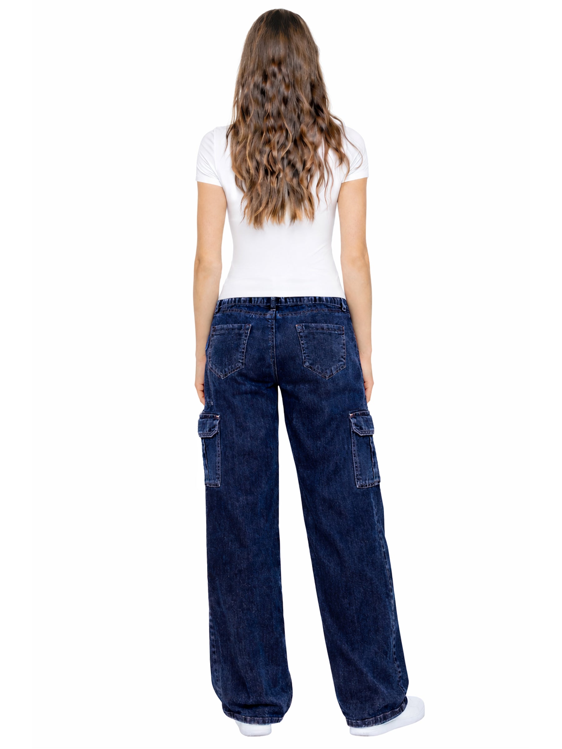 Enzo | Womens Baggy Cargo Jeans
