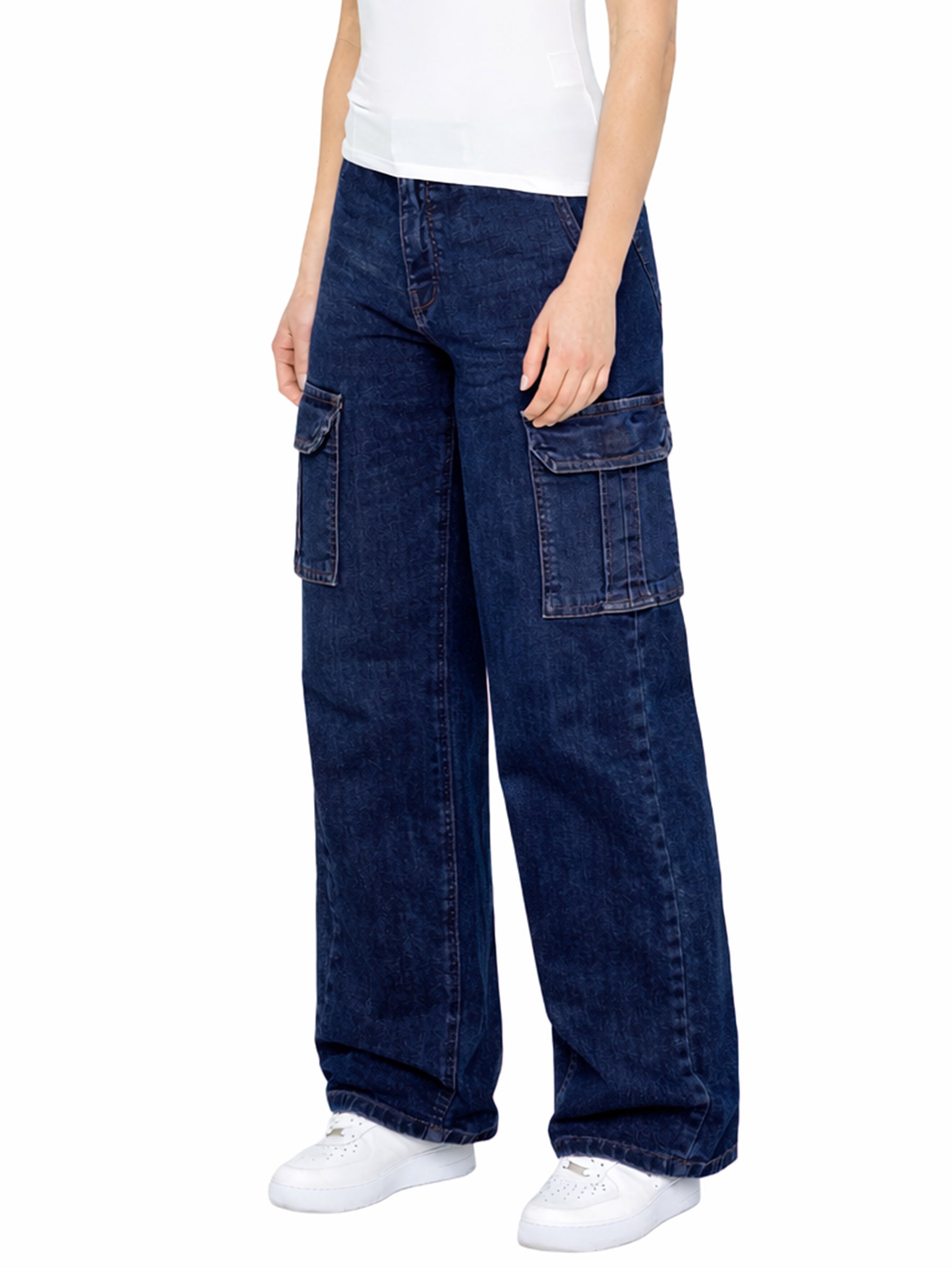 Enzo | Womens Baggy Cargo Jeans
