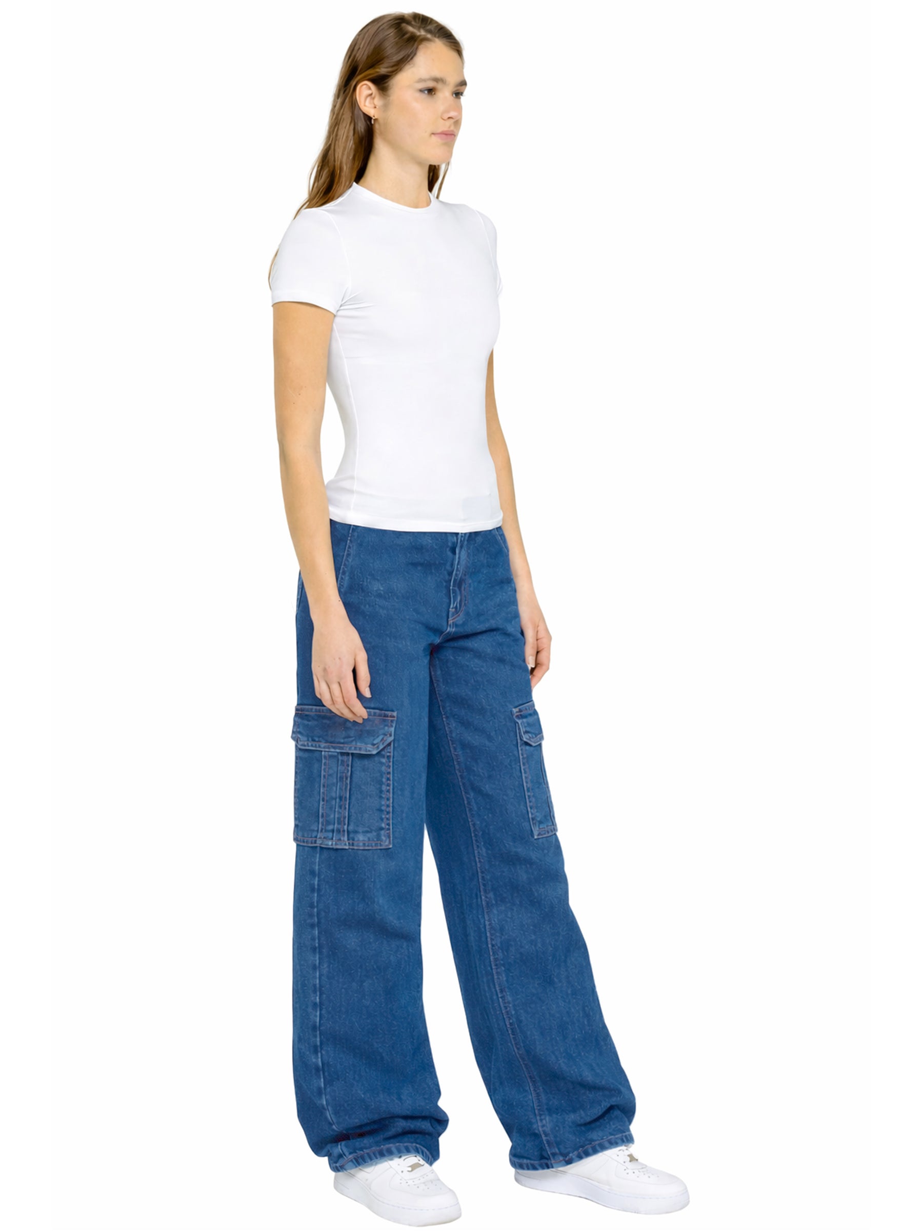 Enzo | Womens Baggy Cargo Jeans