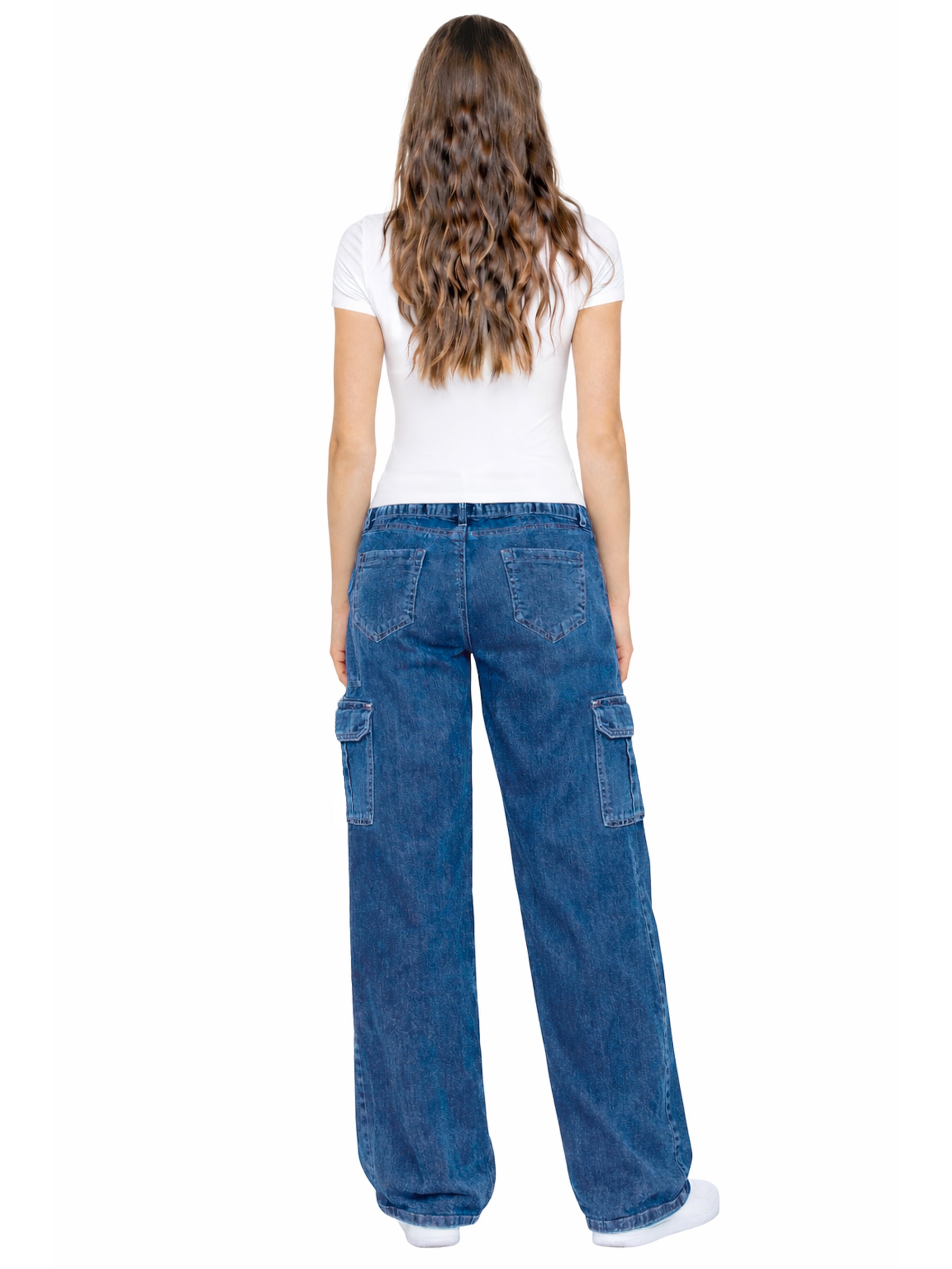Enzo | Womens Baggy Cargo Jeans