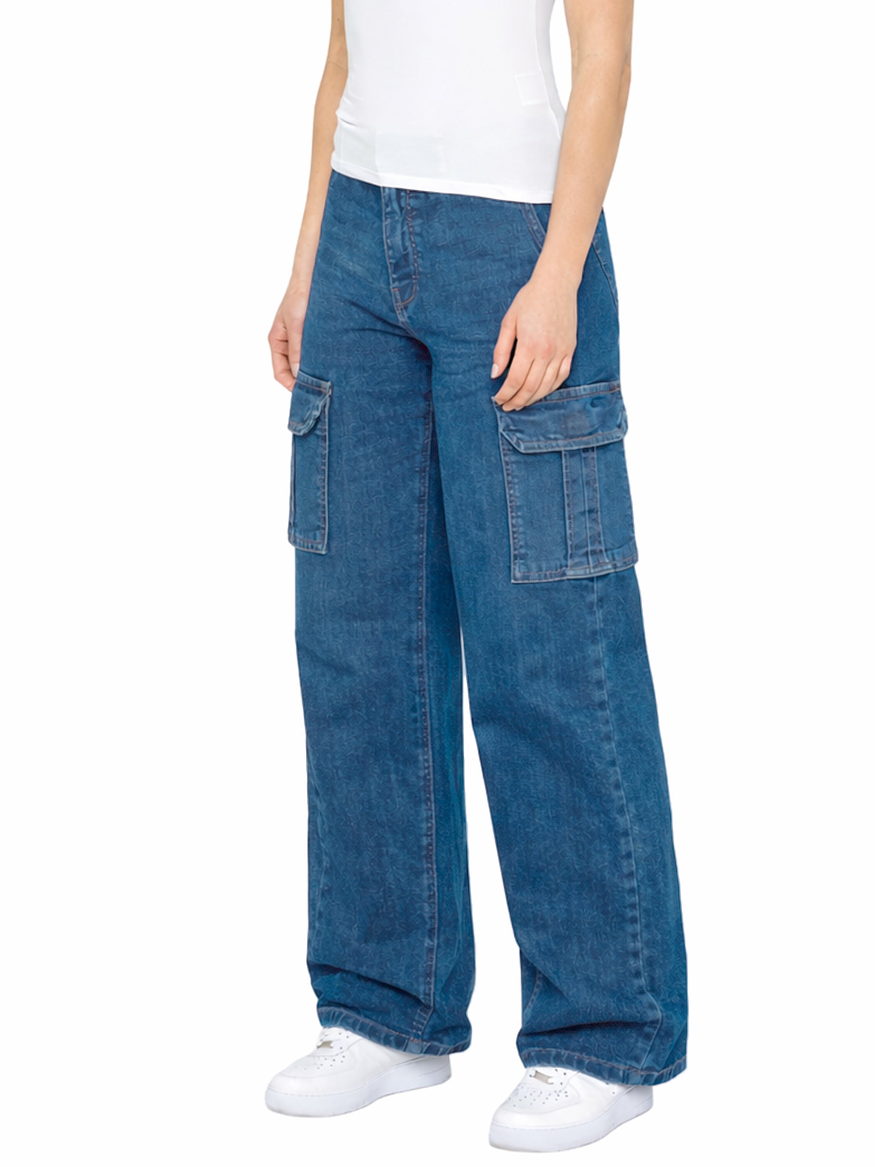 Enzo | Womens Baggy Cargo Jeans