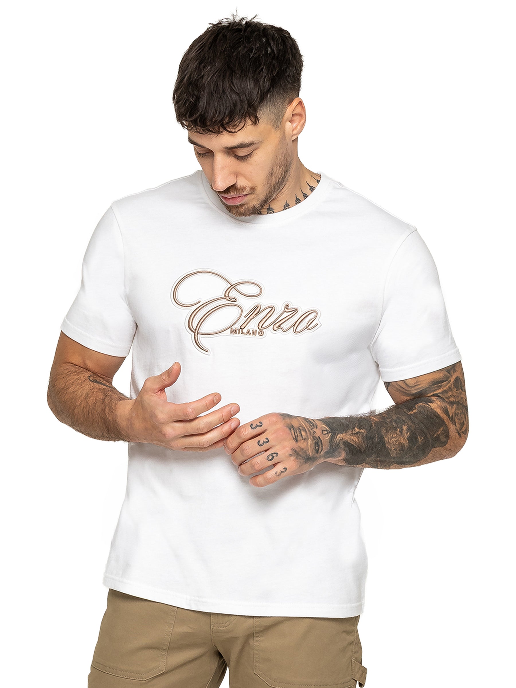 Enzo Milano | Mens Applique Logo T-Shirt
