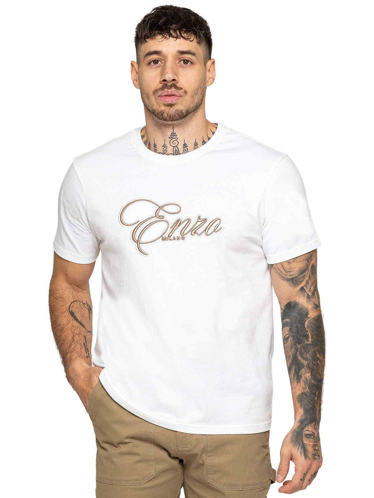 Enzo Milano | Mens Applique Logo T-Shirt