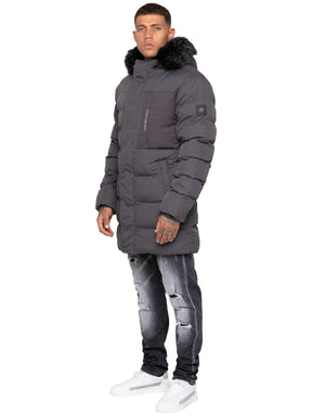 Enzo Milano | Mens Faux Fur Lined Hood Long Jacket