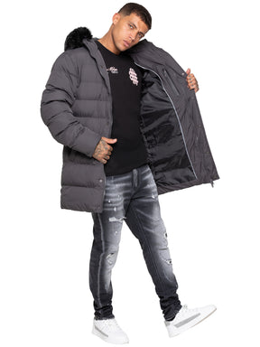 Enzo Milano | Mens Faux Fur Lined Hood Long Jacket
