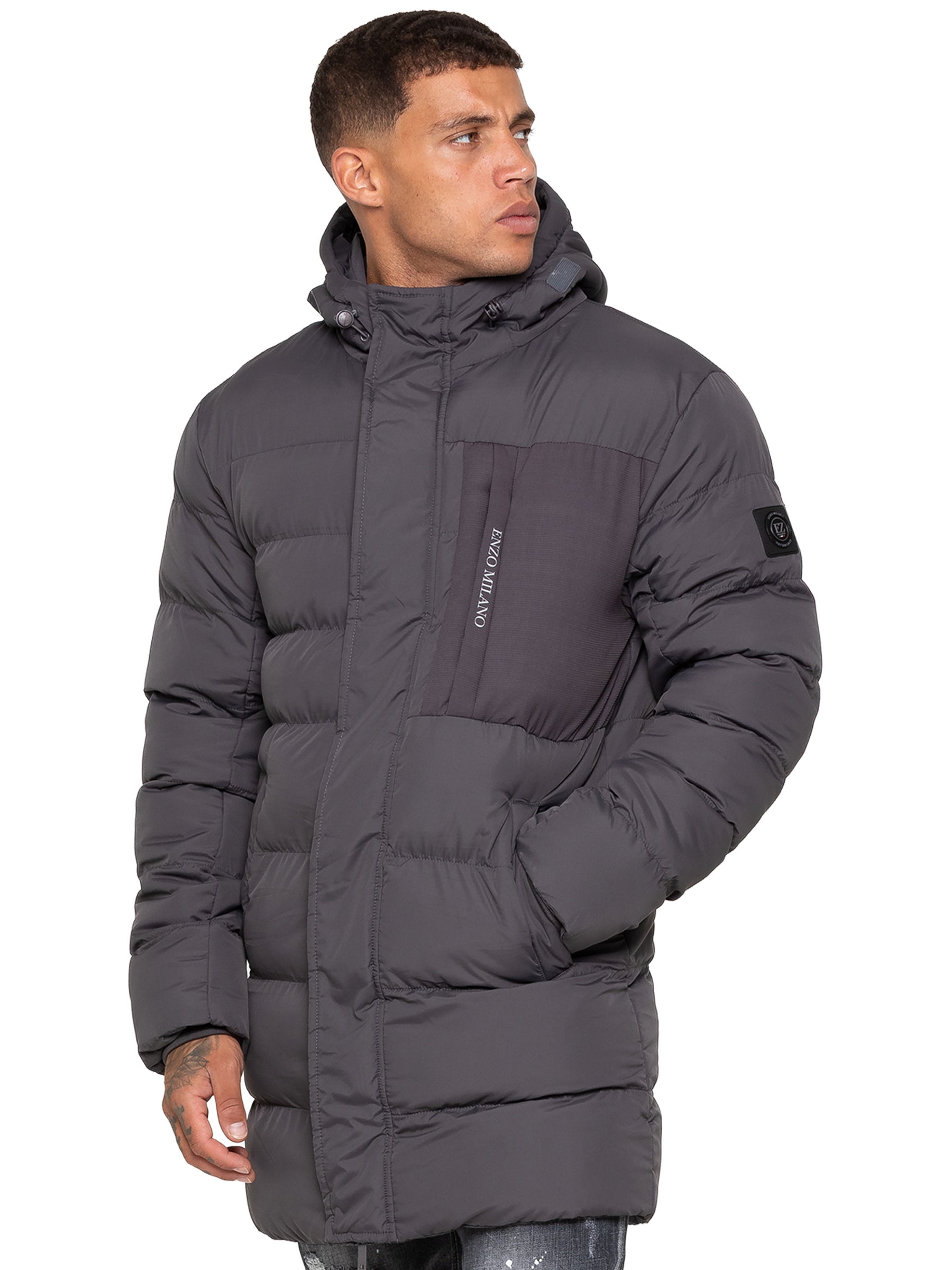 Enzo Milano | Mens Faux Fur Lined Hood Long Jacket