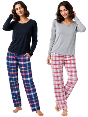 Kruze | Womens Checked Pyjama Set 2 Pack