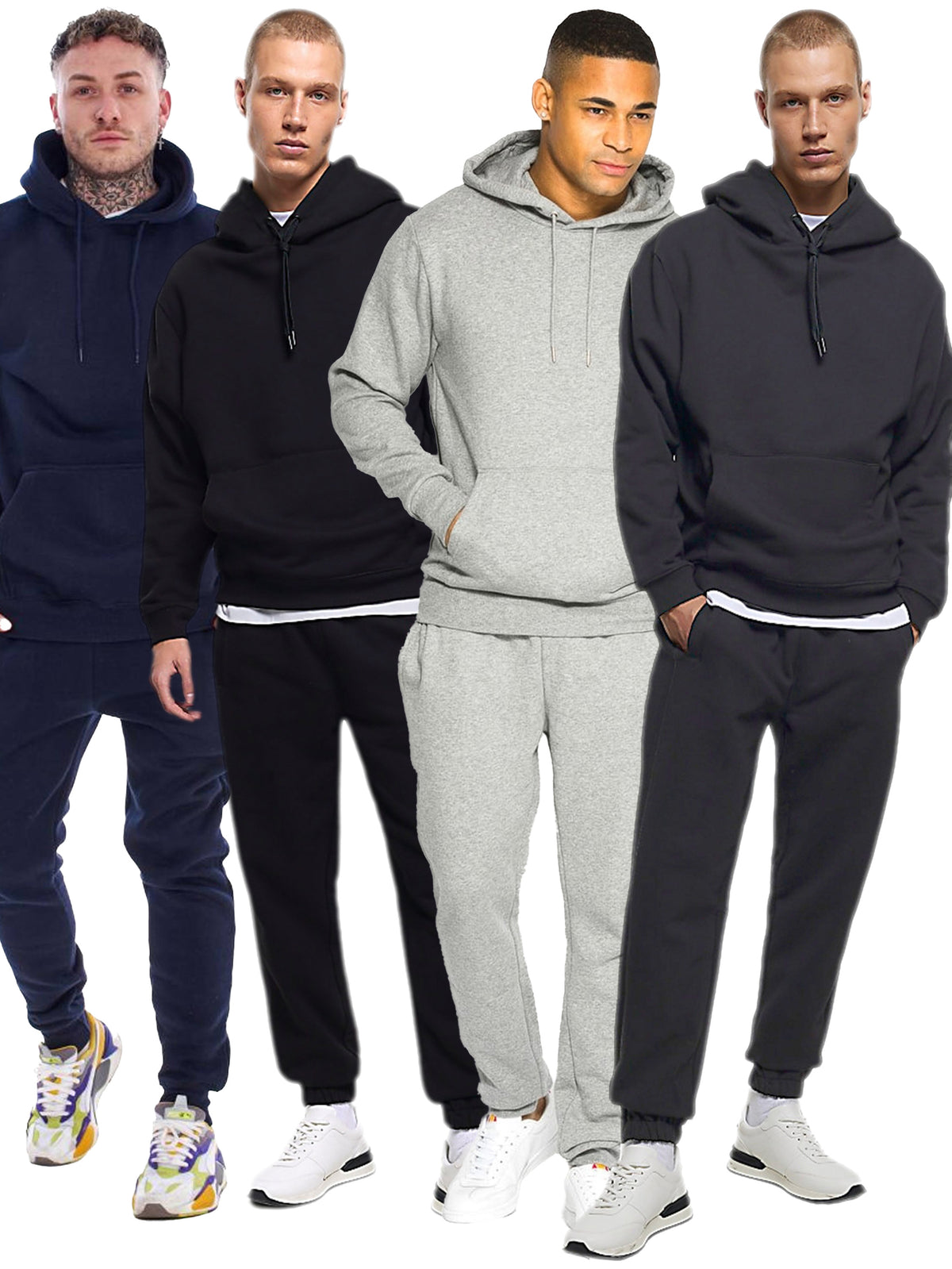 Kruze | Mens Pullover Hoodie Zipped Fleece Tracksuit Set
