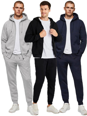 Kruze | Mens Pullover Hoodie Zipped Fleece Tracksuit Set