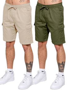 Kruze | Mens Cargo Chino Shorts 2 Pack